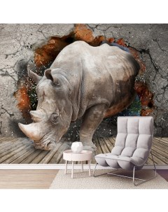 Фотообои с животными Носорог с эффектом 3D 300х270 см Dekor vinil