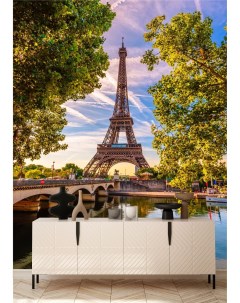 Фотообои Закат в Париже с городом 200х270 см Dekor vinil
