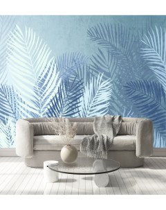 Фотообои Пальмовые листья в синих оттенках 300х270 см Dekor vinil