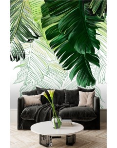 Фотообои Акварельные пальмовые листья на белом фоне 200х270 см Dekor vinil