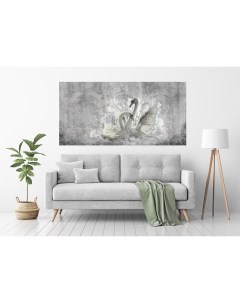 Фотообои с птицами Пара лебедей на сером фоне на стену 100х200 см Dekor vinil
