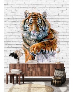 Фотообои с животными Тигр на фоне кирпичной стены 200х270 см Dekor vinil