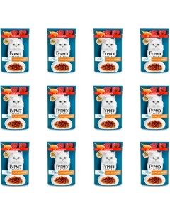 Влажный корм для кошек Перл Соус Де люкс с говядиной в роскошном соусе 12 шт по 75 г Гурмэ