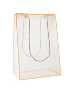 Пакет подарочный 24 5 x 15 x 35 см Декор с каймой пластик прозрачный розовый Азалия