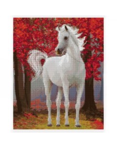 Алмазная мозаика Белый конь 40х50 Kiki