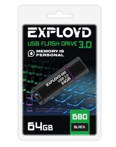 Накопитель USB 3 0 64GB EX 64GB 680 Black 680 чёрный Exployd