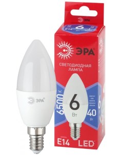 Лампа светодиодная Б0045339 LED B35 6W 865 E14 R диод свеча 6Вт хол E14 Era