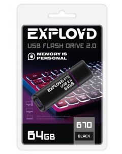 Накопитель USB 2 0 64GB EX 64GB 670 Black 670 чёрный Exployd