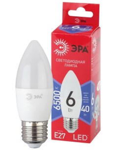 Лампа светодиодная Б0045340 LED B35 6W 865 E27 R диод свеча 6Вт хол E27 Era