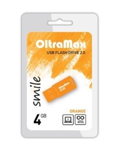 Накопитель USB 2 0 4GB OM 004GB Smile Or Smile оранжевый Oltramax