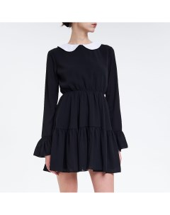 Чёрное платье с контрастным воротником Toptop