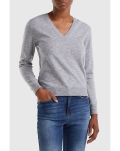 Шерстяной пуловер с V вырезом United colors of benetton
