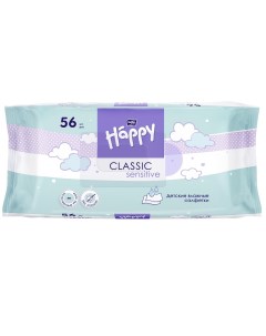 Влажные детские салфетки baby Happy classic sensitive 56 шт уп Bella