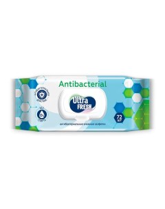 Влажные салфетки Antibacterial 72 шт с клапаном Ultrafresh