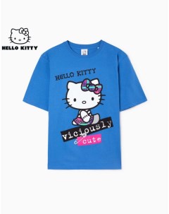 Синяя футболка oversize с принтом Hello Kitty Gloria jeans