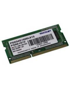 Оперативная память Patriot 4GB Signature DDR3 1600Mhz PSD34G1600L81S 4GB Signature DDR3 1600Mhz PSD3 Patriòt
