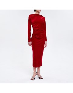 Красное бархатное платье One week