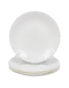 Тарелка десертная стеклокерамика 6 шт 19 см круглая Белая 223763 LHP75 Daniks