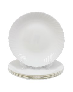 Тарелка обеденная стеклокерамика 6 шт 24 см круглая Белая 223765 LHP95 Daniks