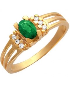 Кольцо с изумрудом и бриллиантами из красного золота Эстет