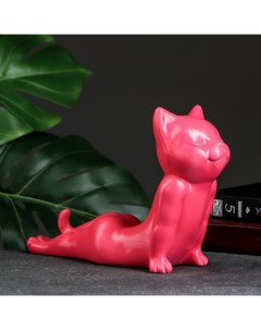 Фигура Кот мордой вверх розовый 17см Хорошие сувениры