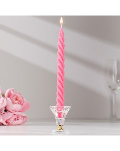Набор свечей витых 2 3х 24 5 см 5 ч 50 г 4 штуки тёмно розовая Омский свечной