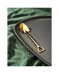 Ложка десертная Magistro Лопата h 15 5 см форма овальная цвет золотой Nobrand