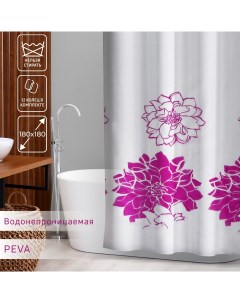 Штора для ванной комнаты Пионы 180x180 см EVA Доляна