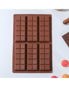 Форма для шоколада Плитка Мелкие дольки 26x17x1 см 6 ячеек цвет МИКС Nobrand