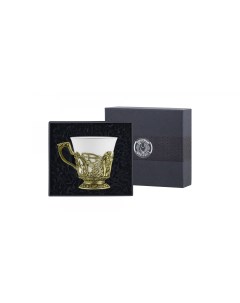 Чашка чайная Фея латунная с чернением в футляре Кольчугинский мельхиор