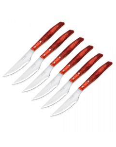 Набор столовых ножей для стейка 6 штук рукоять прессованное дерево Steak Knives Arcos