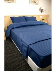 Комплект постельного белья синий страйп сатин евро наволочки 50x70 Время сна