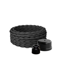 Комплект Силовой кабель черный 2х1 5 200м Изолятор Распаечная коробка Retro electro