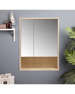 Шкаф зеркало для ванной комнаты Валенсия 55 Дуб сонома светлый 55 х 75 х 17 см Nobrand
