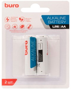 Батарейки Alkaline LR6 AA 2 штуки блистер Buro