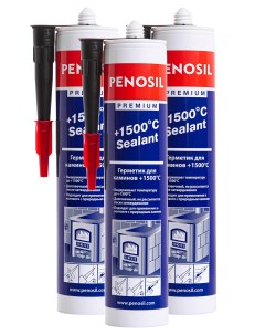 Герметик Premium 1500 С Sealant жаростойкий 310 мл черный 3 шт пистолет Penosil