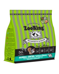 Сухой корм для кошек Hairball Control индейка с цикорием 1 5 кг Zooring