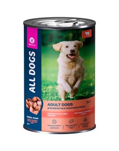 Консервы для собак Adult тефтельки с говядиной в соусе 415г All dogs