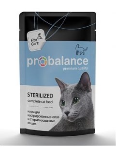 Влажный корм для кошек Sterilized для стерилизованных и кастрированных 85г Probalance