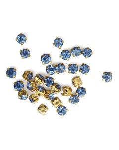 Хрустальные стразы в цапах круглые золото светло голубой 4х4 мм 29 30 шт Astra&craft