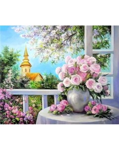 Алмазная мозаика картина стразами Натюрморт с розами 40х50 см Nobrand
