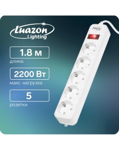 Сетевой фильтр 5 розеток 1 8 м 2200 вт 3 х 0 75 мм2 10 а 220 в белый Luazon lighting