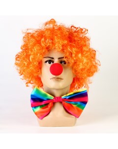 Карнавальный набор клоуна бант горизонт полоски 24 парик нос Страна карнавалия