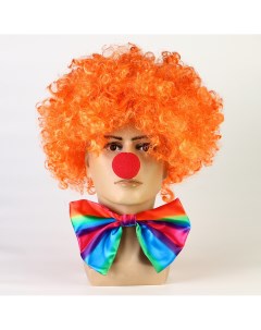Карнавальный набор клоуна бант22 горизонт полоски нос парик Nobrand