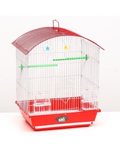 Клетка для птиц полукруглая с кормушками 34 х 27 х 43 см красная Пижон