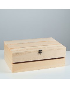 Ящик деревянный 35 23 13 см подарочный с реечной крышкой на петельках с замком Дарим красиво