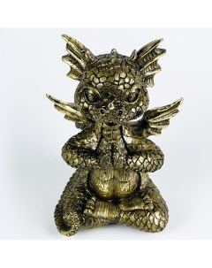 Декоративная Новогодняя фигура Символ года Дракоша мечтатель бронза 18 см Полиформ
