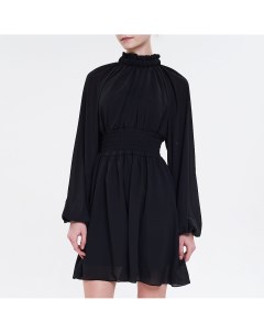 Чёрное платье мини с резинкой на талии Toptop