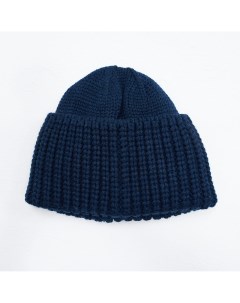 Синяя шапка бини с отворотом Toptop