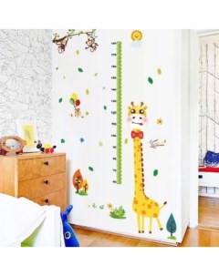 Наклейка пластик интерьерная цветная ростомер Жираф и мартышки 60х90 см Nobrand